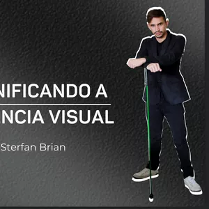 Imagem de divulgação do curso Resignificando a deficiência visual em sua vida, com um homem utilizando bengala verde sobre fundo escuro.
